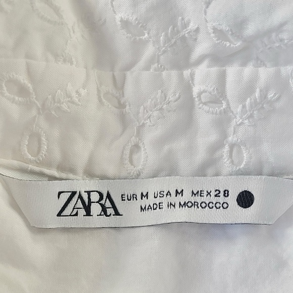 Zara White Eyelet Midi Dress button front size M - Picture 11 of 12